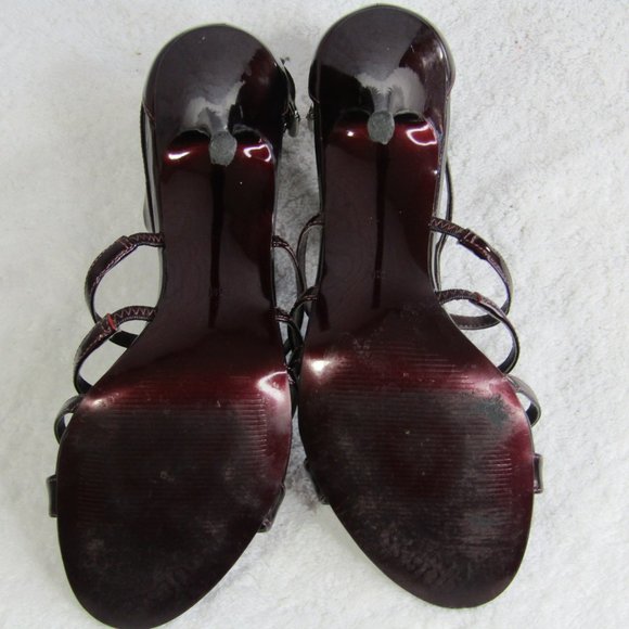 Guess by Marciano Maroon Open Toe Strappy Stiletto Heels Women's 8.5 - Picture 7 of 10